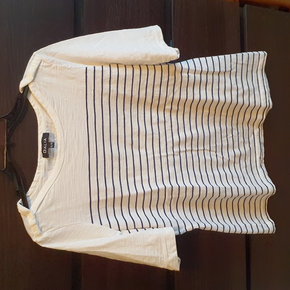 Dalia White w/navy stripes 1/2 length sleeves - Picture 2 of 3